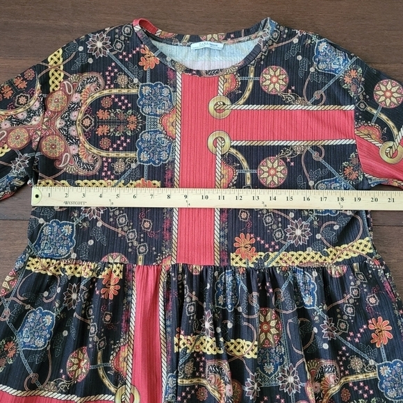 Zara Trafaluc Women's Mixed Pattern Multicolor Short Sleeve Peplum Top Size L - Picture 8 of 10